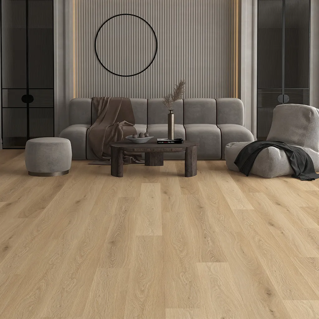Sala de estar com piso vinílico residencial